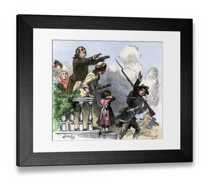 Framed Print : Minuteman leaving for battle, 1775 Framed Print : Minuteman leaving for battle, 1775