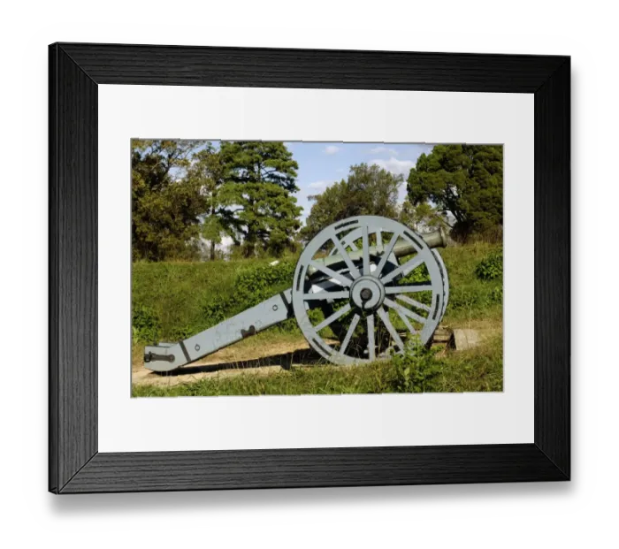 Framed Print : Revolutionary War cannon atop a redoubt at Yorktown battlefield
