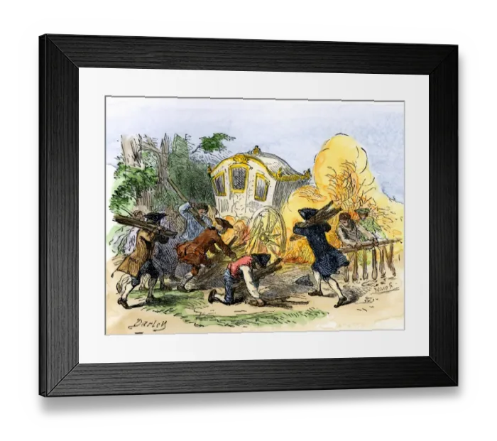 Framed Print : Colonials setting a bonfire at the Bowling-Green to protest the Stamp Act in Framed Print : Colonials setting a bonfire at the Bowling-Green to protest the Stamp Act in