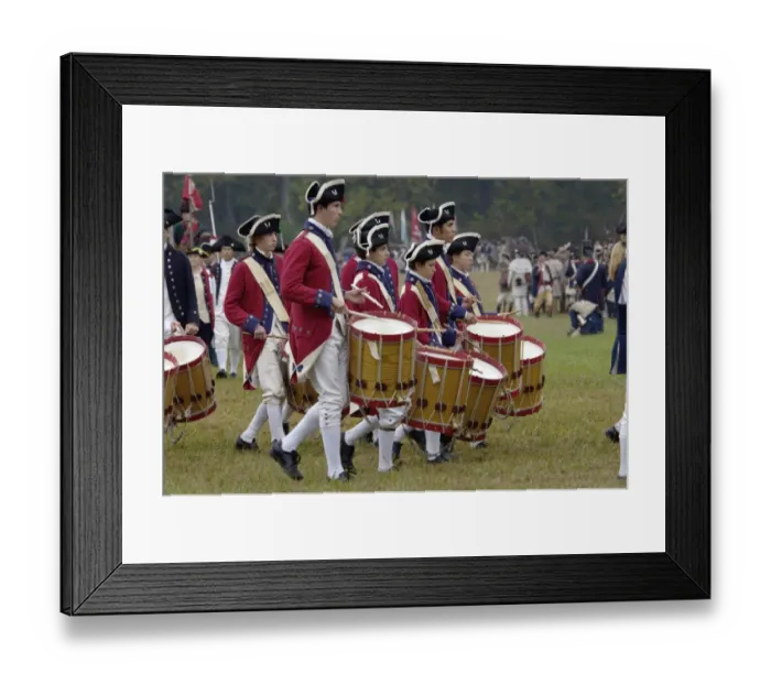 Framed Print : British drummer boys in a reenactment of the surrender at Yorktown Battlefield