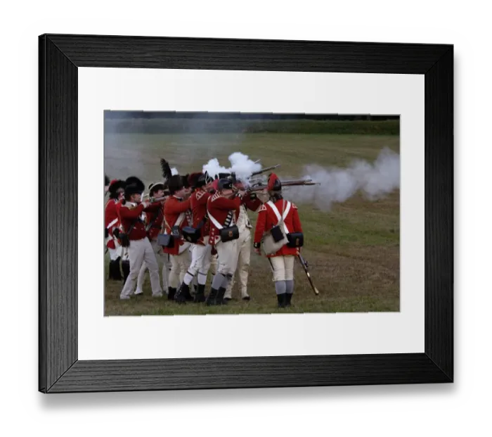 Framed Print : British sortie against a redoubt reenactment at Yorktown Battlefield