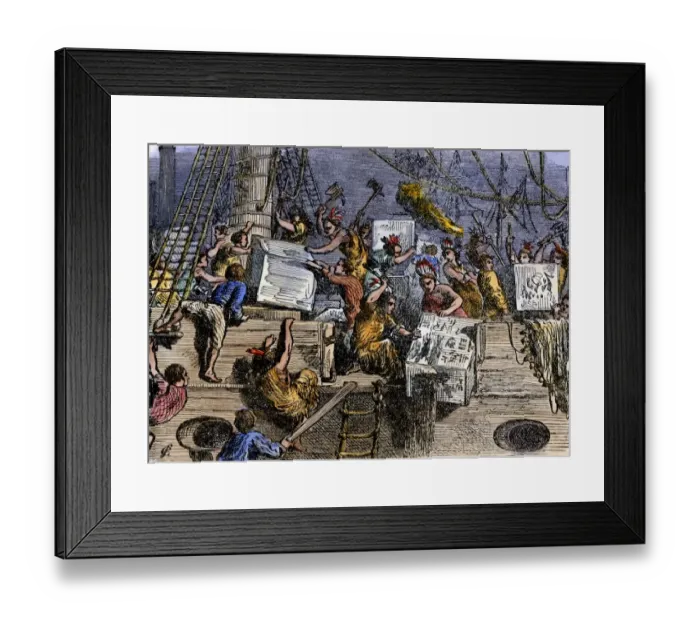 Framed Print : Colonists participating in the Boston Tea Party, 1773