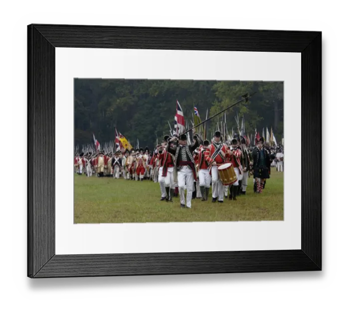 Framed Print : British army takes the field in a reenactment of the surrender at Yorktown Framed Print : British army takes the field in a reenactment of the surrender at Yorktown