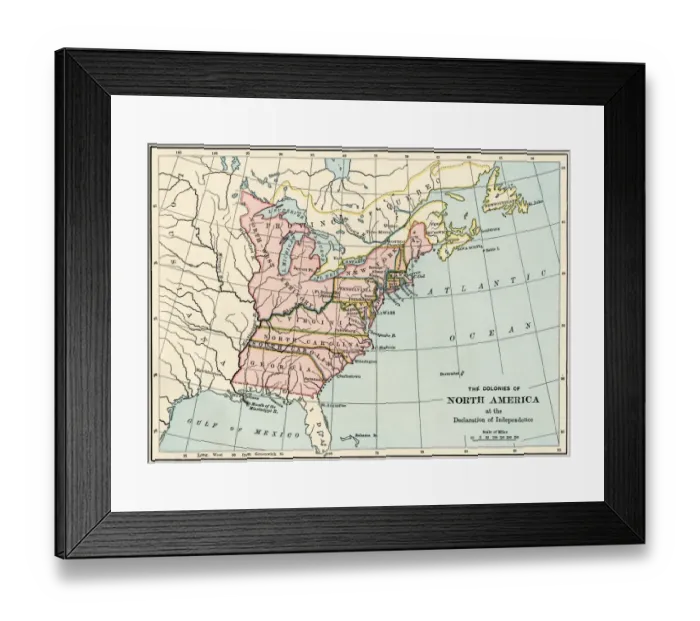 Framed Print : British North American colonies in 1776 Framed Print : British North American colonies in 1776