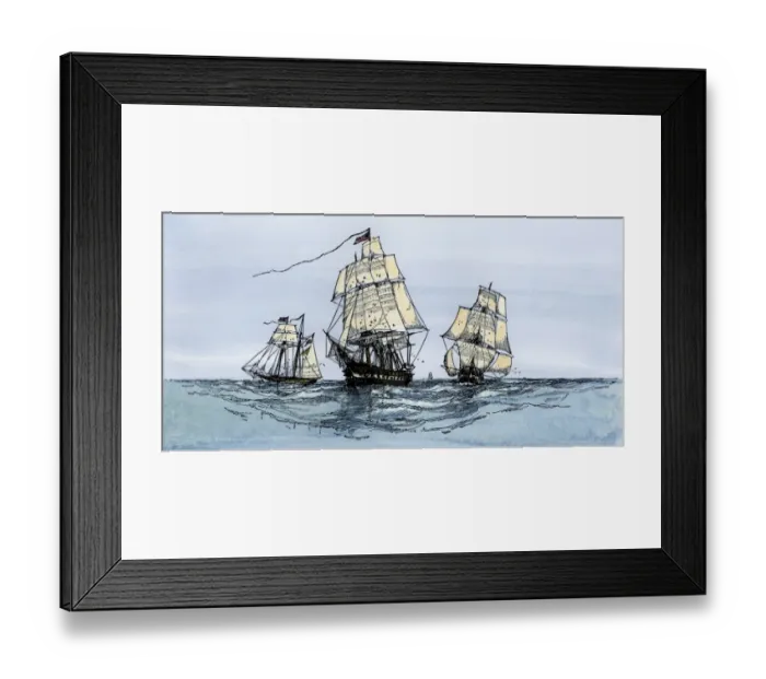 Framed Print : Ships captured by American privateers, Revolutionary War Framed Print : Ships captured by American privateers, Revolutionary War