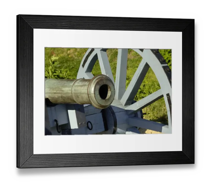 Framed Print : Close-up of a Revolutionary War cannon at Yorktown battlefield
