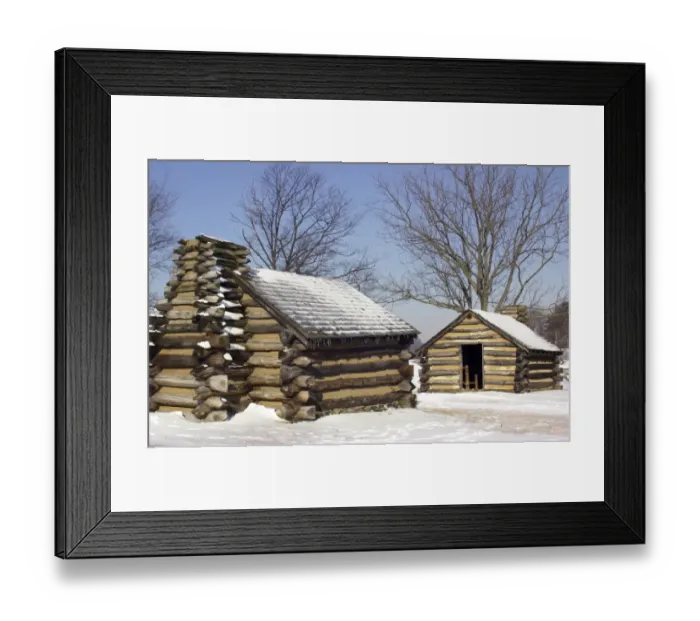 Framed Print : Continental Army soldiers cabins reconstructed at Valley Forge winter camp Framed Print : Continental Army soldiers cabins reconstructed at Valley Forge winter camp