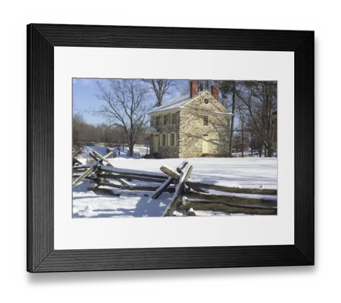 Framed Print : General Washingtons headquarters at Valley Forge during winter encampment Framed Print : General Washingtons headquarters at Valley Forge during winter encampment