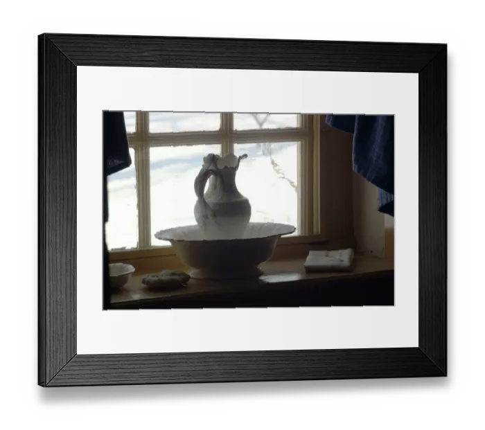 Framed Print : Pitcher and basin in General Washingtons bedroom at Valley Forge winter camp