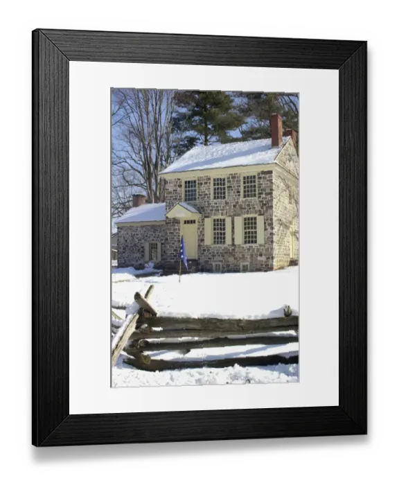 Framed Print : General Washingtons headquarters at Valley Forge during winter encampment Framed Print : General Washingtons headquarters at Valley Forge during winter encampment