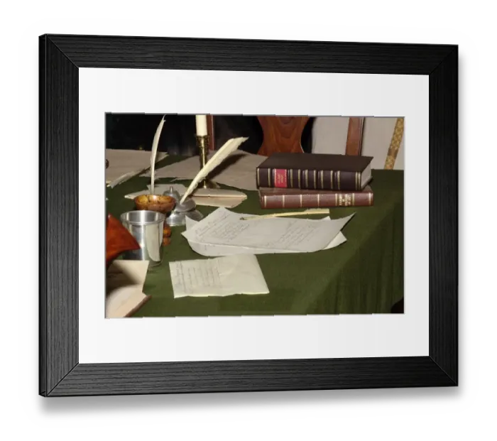 Framed Print : General Washingtons desk at his winter camp headquarters in Valley Forge Framed Print : General Washingtons desk at his winter camp headquarters in Valley Forge