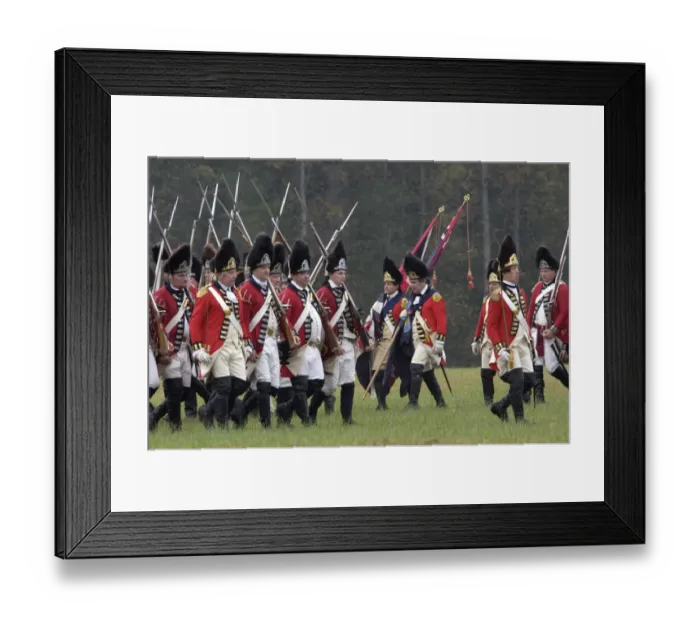 Framed Print : British army takes the field in a reenactment of the surrender at Yorktown Framed Print : British army takes the field in a reenactment of the surrender at Yorktown