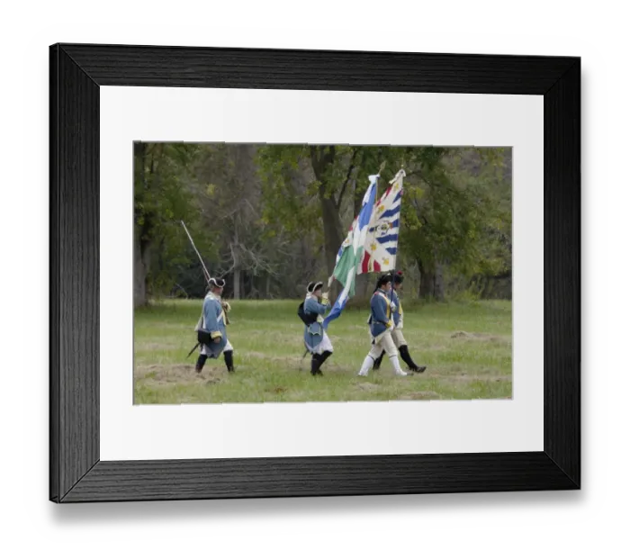 Framed Print : French army reenactors march to the surrender ceremony at Yorktown Battlefield Framed Print : French army reenactors march to the surrender ceremony at Yorktown Battlefield