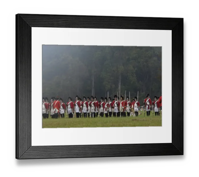 Framed Print : British army takes the field in a reenactment of the surrender at Yorktown Framed Print : British army takes the field in a reenactment of the surrender at Yorktown
