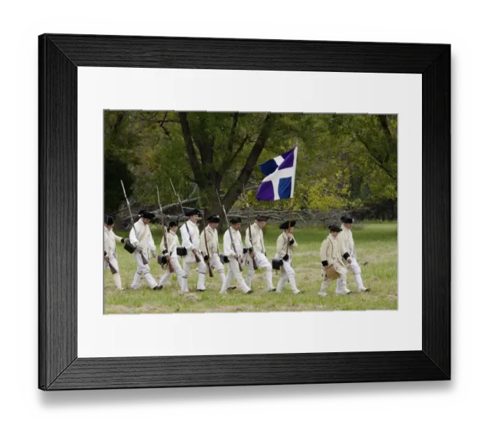 Framed Print : French army reenactors march to the surrender ceremony at Yorktown Battlefield Framed Print : French army reenactors march to the surrender ceremony at Yorktown Battlefield