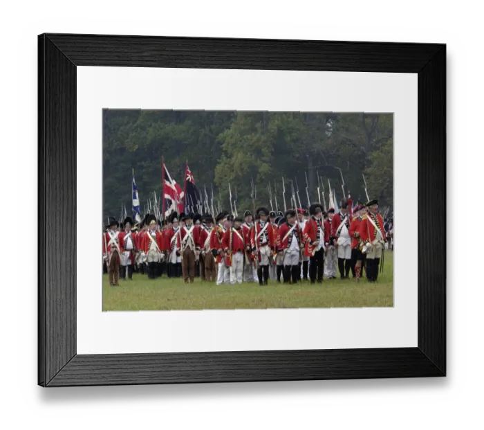 Framed Print : British army on the field in a reenactment of the surrender at Yorktown