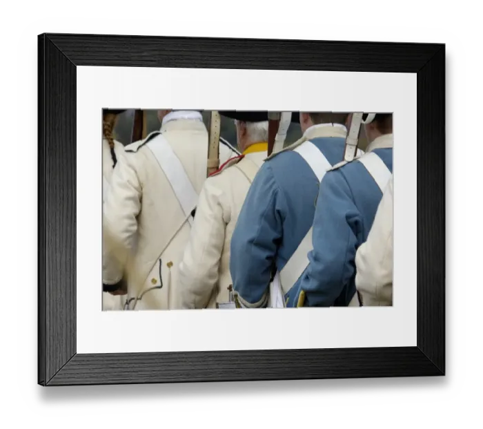 Framed Print : French soldiers at a reenactment on the Yorktown Battlefield Framed Print : French soldiers at a reenactment on the Yorktown Battlefield