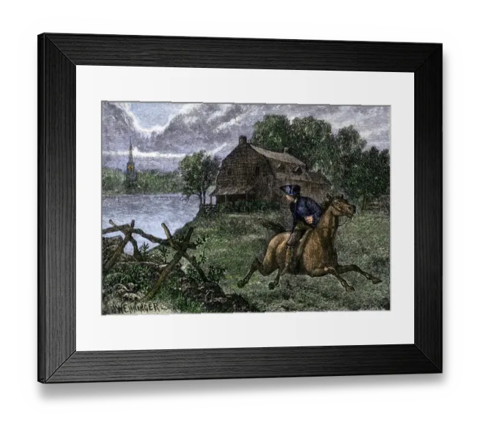Framed Print : Paul Revere seeing two lights in the Old North Church steeple Framed Print : Paul Revere seeing two lights in the Old North Church steeple