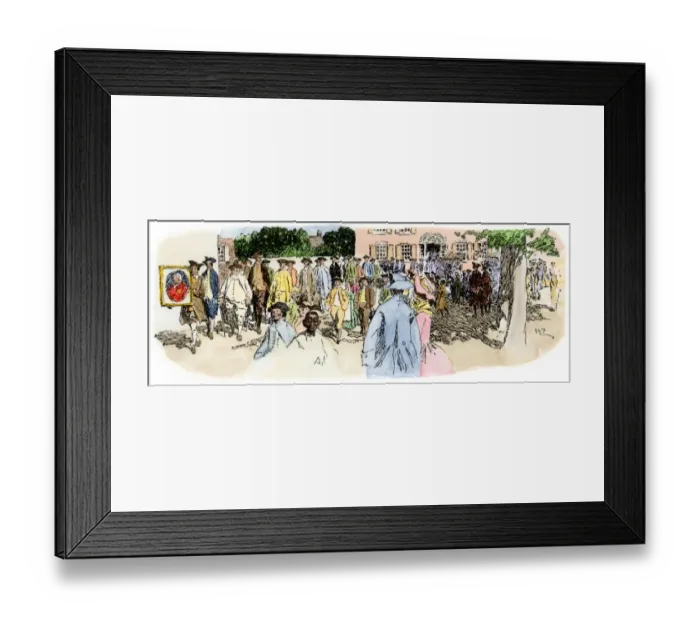 Framed Print : Delaware colonists cheer the Declaration of Independence Framed Print : Delaware colonists cheer the Declaration of Independence