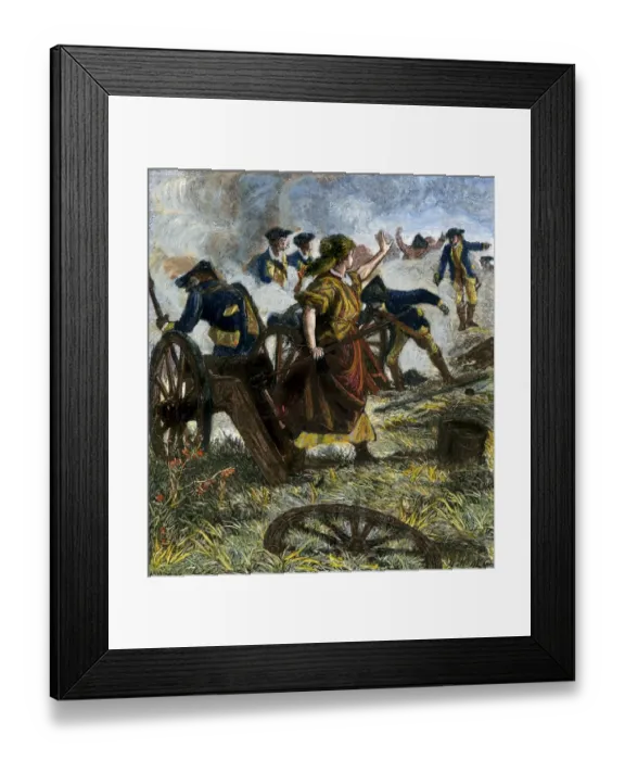 Framed Print : Molly Pitcher firing her fallen husbands cannon at the Battle of Monmouth Framed Print : Molly Pitcher firing her fallen husbands cannon at the Battle of Monmouth
