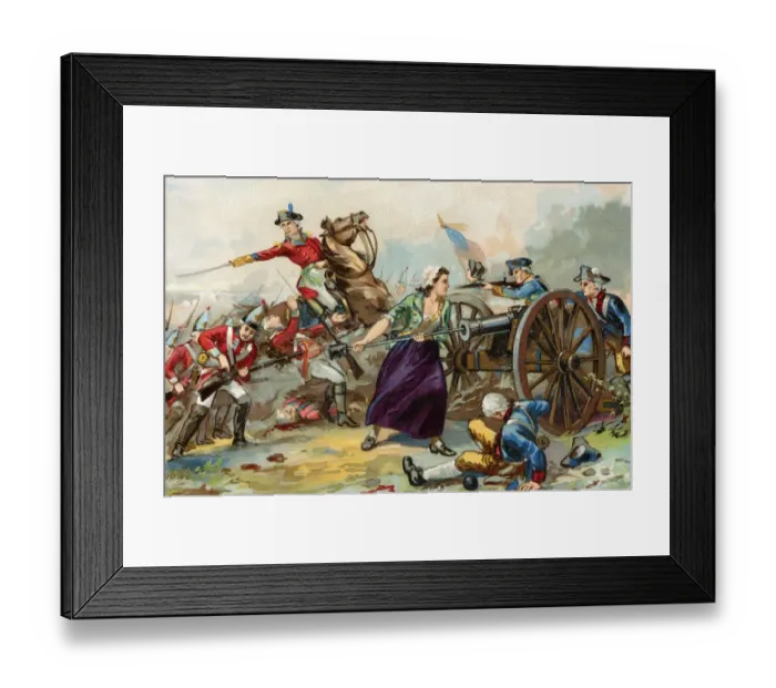 Framed Print : Moll Pitcher using a ramrod to help the Continental Army during the battle of Framed Print : Moll Pitcher using a ramrod to help the Continental Army during the battle of