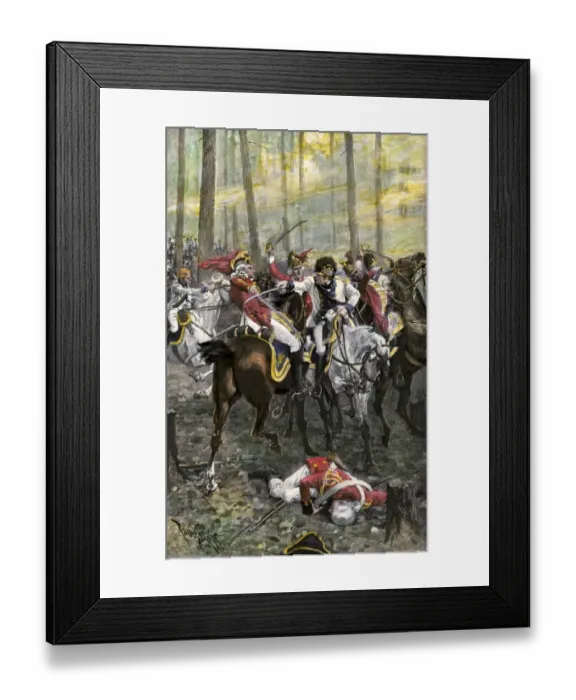 Framed Print : Combat between British colonel Banistre Tarleton Framed Print : Combat between British colonel Banistre Tarleton