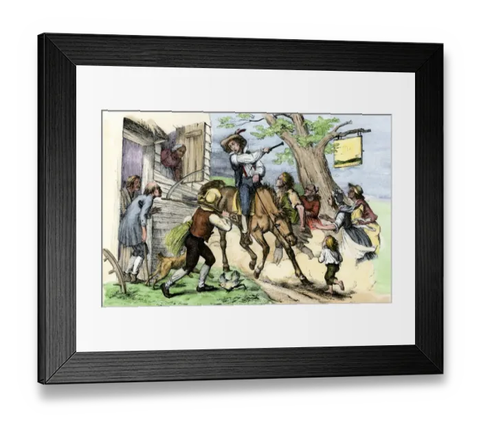 Framed Print : Messenger bringing colonists news of the battle at Lexington Green Framed Print : Messenger bringing colonists news of the battle at Lexington Green