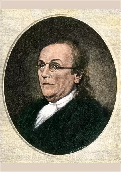 Benjamin Franklin wearing eyeglasses