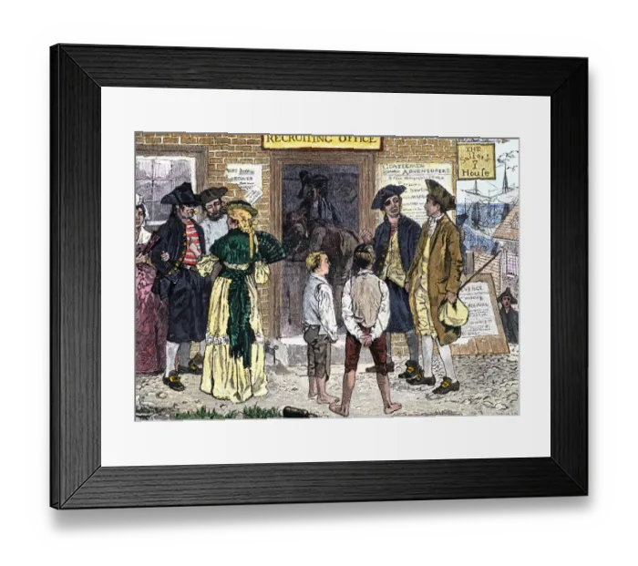 Framed Print : Recruiting privateersmen to serve the American cause in the Revolutionary War Framed Print : Recruiting privateersmen to serve the American cause in the Revolutionary War