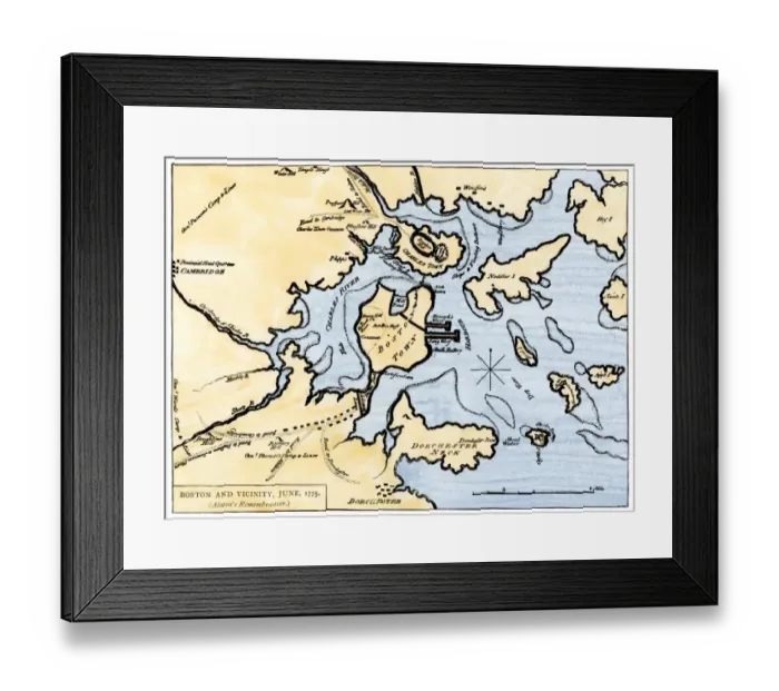 Framed Print : Boston and vicinity in 1775 Framed Print : Boston and vicinity in 1775
