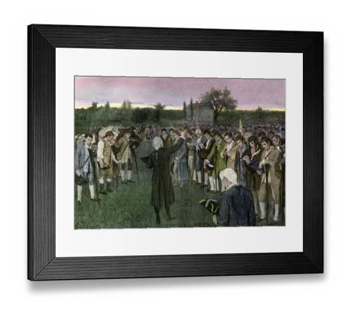 Framed Print : Minutemen assembling on Cambridge Common the night before the Battle of Bunker Framed Print : Minutemen assembling on Cambridge Common the night before the Battle of Bunker