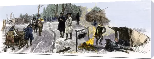 Valley Forge soldiers trying to keep warm