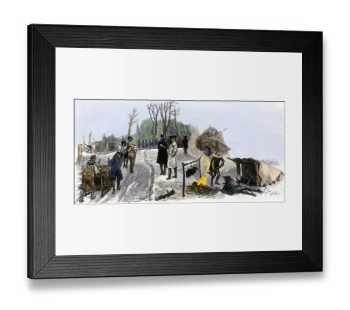 Framed Print : Valley Forge soldiers trying to keep warm Framed Print : Valley Forge soldiers trying to keep warm