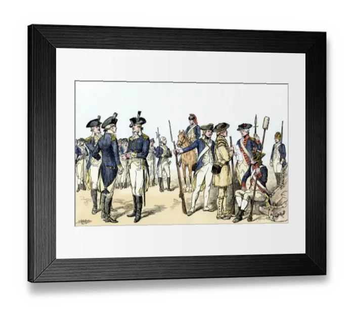 Framed Print : Continental Army uniforms