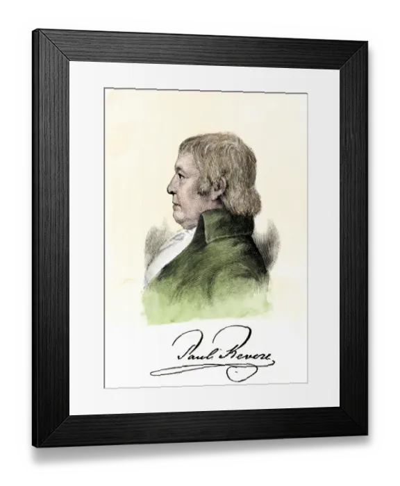 Framed Print : Paul Revere, with his autograph Framed Print : Paul Revere, with his autograph