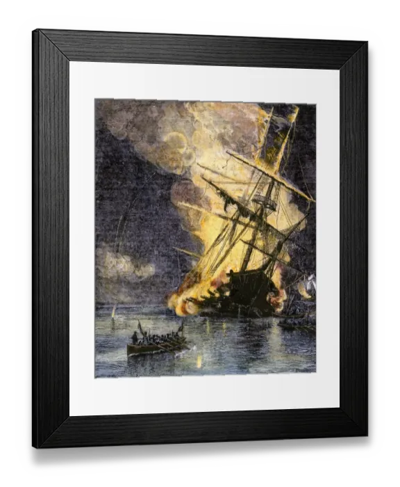 Framed Print : Destruction of British frigate Sharon during the battle of Framed Print : Destruction of British frigate Sharon during the battle of