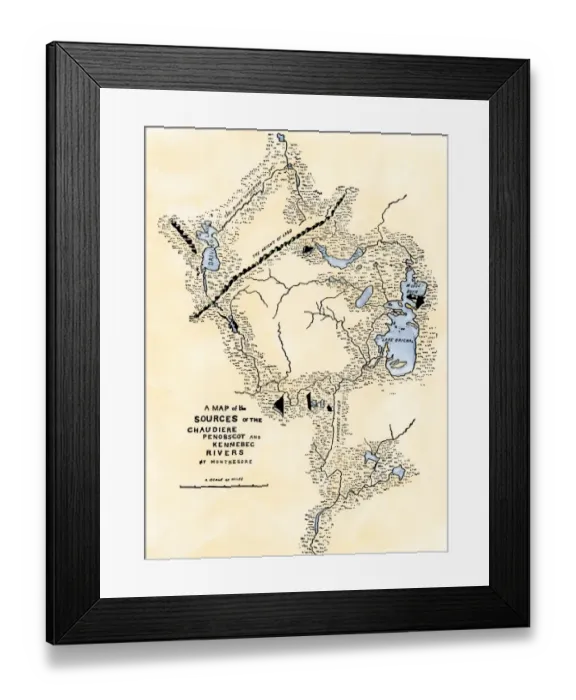 Framed Print : Maine map used in Arnolds invasion of Quebec, 1775