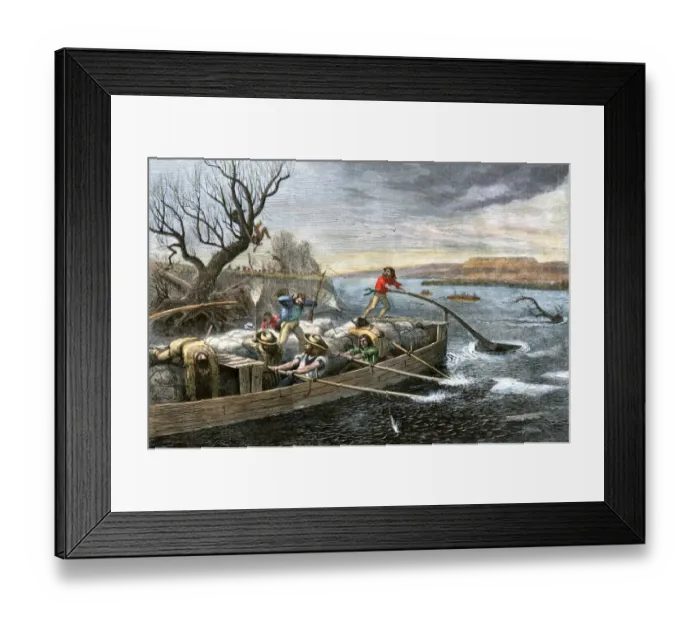 Framed Print : Fur-traders on the Missouri River attacked by Native Americans