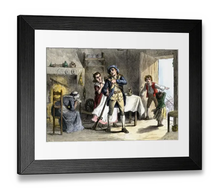Framed Print : Minuteman leaving for the Battle of Lexington Framed Print : Minuteman leaving for the Battle of Lexington