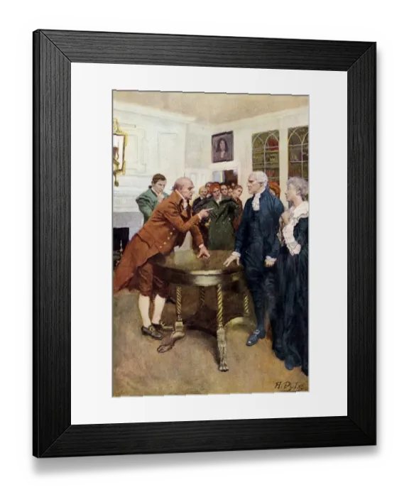 Framed Print : Samuel Adams warning British royal governor Thomas Hutchinson after the Boston
