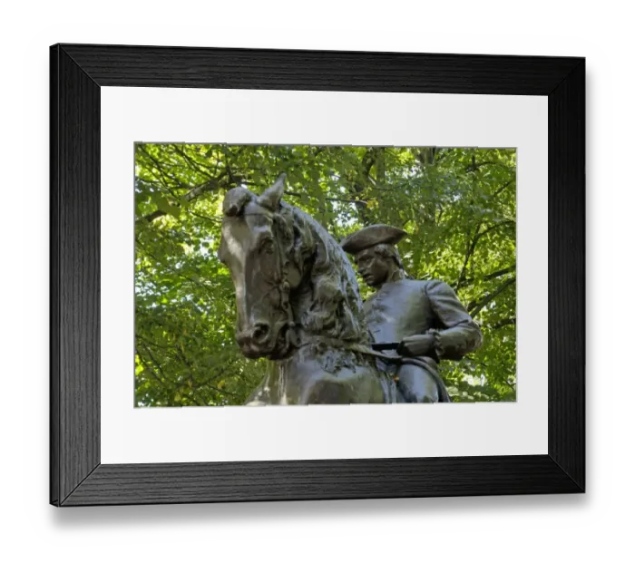 Framed Print : Paul Revere statue near Old North Church in Boston