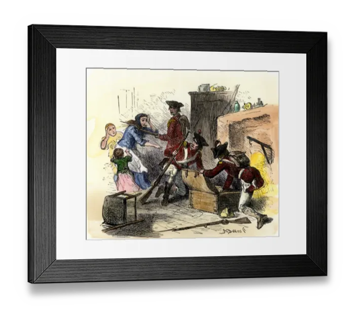 Framed Print : British soldiers plundering an American colonists home under the Quartering Act Framed Print : British soldiers plundering an American colonists home under the Quartering Act