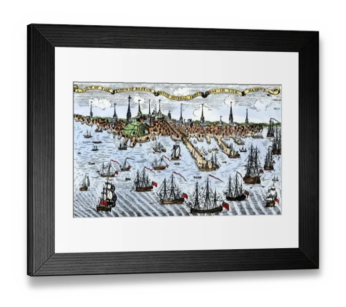 Framed Print : British warships in Boston harbor Framed Print : British warships in Boston harbor