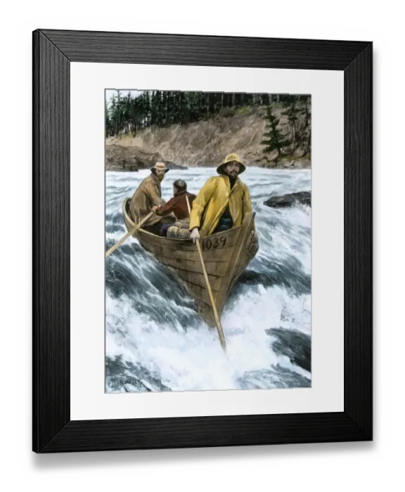 Framed Print : Prospectors risking the White Horse Rapids of the Yukon River going to Framed Print : Prospectors risking the White Horse Rapids of the Yukon River going to