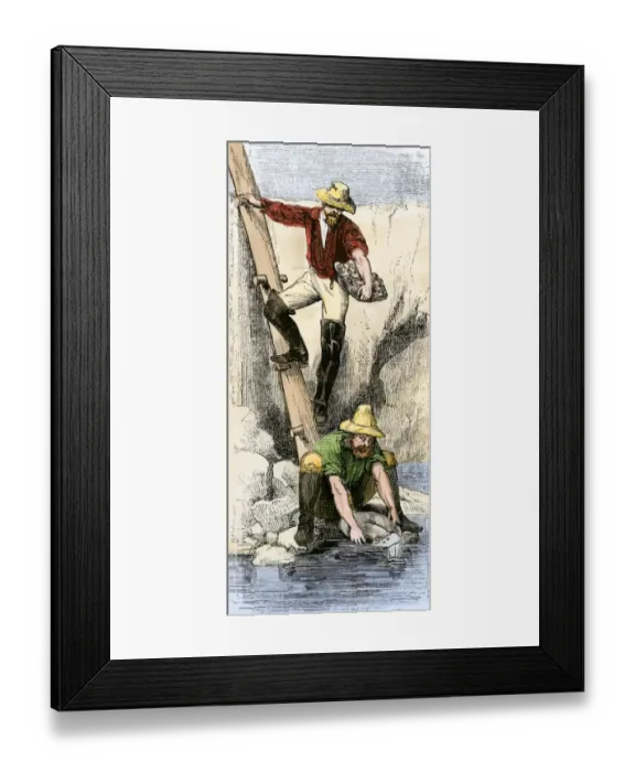 Framed Print : Prospectors panning for gold during the California Gold Rush Framed Print : Prospectors panning for gold during the California Gold Rush