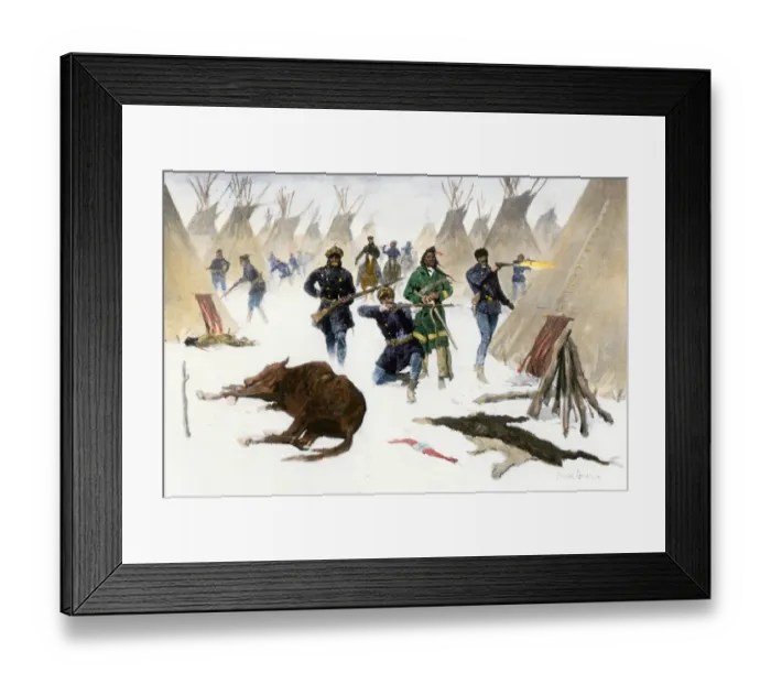 Framed Print : General Crookes forces invading a Sioux village, 1877 Framed Print : General Crookes forces invading a Sioux village, 1877