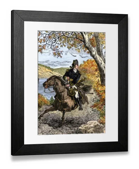 Framed Print : Benedict Arnold escaping on horseback after his treason was discovered Framed Print : Benedict Arnold escaping on horseback after his treason was discovered