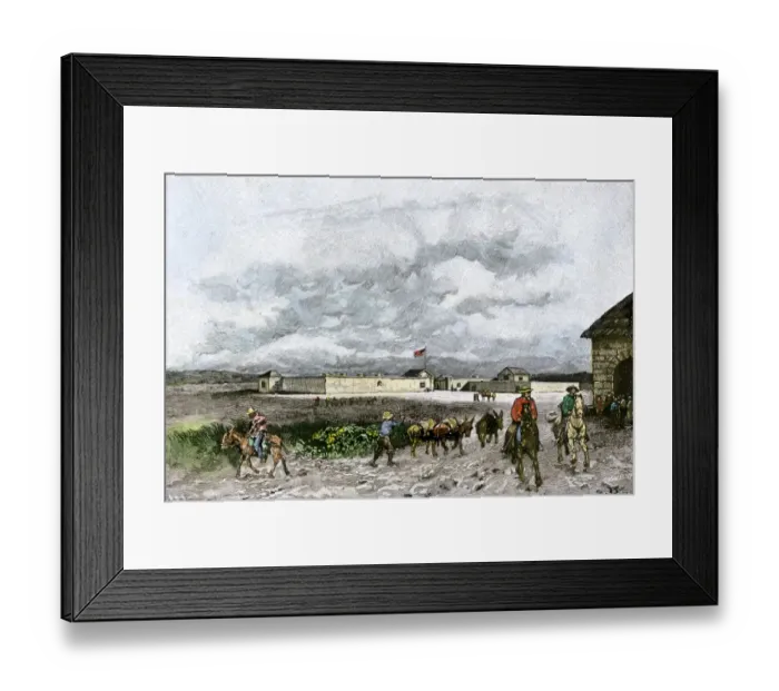 Framed Print : Sutters Fort in the 1840s when it became the center of the California Gold Rush Framed Print : Sutters Fort in the 1840s when it became the center of the California Gold Rush