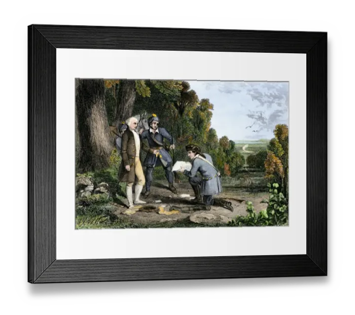 Framed Print : Capture of British agent John Andre and discovery of Benedict Arnolds treason Framed Print : Capture of British agent John Andre and discovery of Benedict Arnolds treason