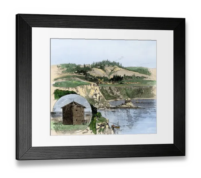 Framed Print : Fort Ross and a Russian blockhouse, California Framed Print : Fort Ross and a Russian blockhouse, California